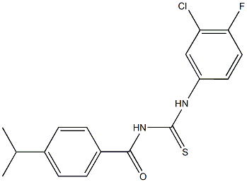 N-(3-chloro-4-fluorophenyl)-N'-(4-isopropylbenzoyl)thiourea Struktur