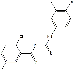 N-(4-bromo-3-methylphenyl)-N'-(2-chloro-5-iodobenzoyl)thiourea Struktur