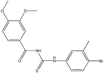 N-(4-bromo-3-methylphenyl)-N'-(3,4-dimethoxybenzoyl)thiourea Struktur