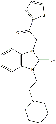 2-{2-imino-3-[2-(1-piperidinyl)ethyl]-2,3-dihydro-1H-benzimidazol-1-yl}-1-(2-thienyl)ethanone Struktur