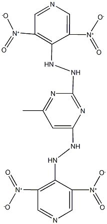 2,4-bis(2-{3,5-bisnitro-4-pyridinyl}hydrazino)-6-methylpyrimidine Struktur