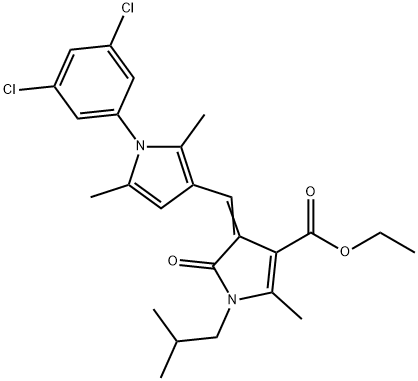 ethyl 4-{[1-(3,5-dichlorophenyl)-2,5-dimethyl-1H-pyrrol-3-yl]methylene}-1-isobutyl-2-methyl-5-oxo-4,5-dihydro-1H-pyrrole-3-carboxylate Struktur