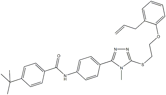 N-[4-(5-{[2-(2-allylphenoxy)ethyl]sulfanyl}-4-methyl-4H-1,2,4-triazol-3-yl)phenyl]-4-tert-butylbenzamide Struktur