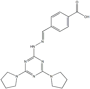 4-{2-[4,6-di(1-pyrrolidinyl)-1,3,5-triazin-2-yl]carbohydrazonoyl}benzoic acid Struktur