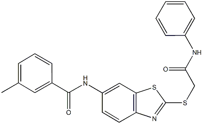 N-{2-[(2-anilino-2-oxoethyl)sulfanyl]-1,3-benzothiazol-6-yl}-3-methylbenzamide Struktur