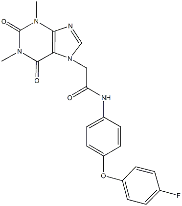 2-(1,3-dimethyl-2,6-dioxo-1,2,3,6-tetrahydro-7H-purin-7-yl)-N-[4-(4-fluorophenoxy)phenyl]acetamide Struktur