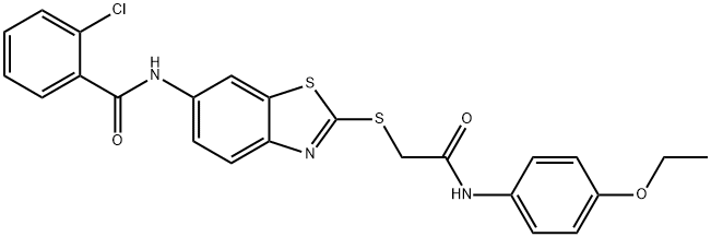 2-chloro-N-(2-{[2-(4-ethoxyanilino)-2-oxoethyl]sulfanyl}-1,3-benzothiazol-6-yl)benzamide Struktur