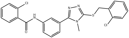 2-chloro-N-(3-{5-[(2-chlorobenzyl)sulfanyl]-4-methyl-4H-1,2,4-triazol-3-yl}phenyl)benzamide Struktur