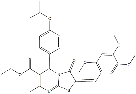 ethyl 5-(4-isopropoxyphenyl)-7-methyl-3-oxo-2-(2,4,5-trimethoxybenzylidene)-2,3-dihydro-5H-[1,3]thiazolo[3,2-a]pyrimidine-6-carboxylate Struktur