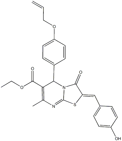 ethyl 5-[4-(allyloxy)phenyl]-2-(4-hydroxybenzylidene)-7-methyl-3-oxo-2,3-dihydro-5H-[1,3]thiazolo[3,2-a]pyrimidine-6-carboxylate Struktur