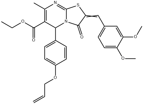 ethyl 5-[4-(allyloxy)phenyl]-2-(3,4-dimethoxybenzylidene)-7-methyl-3-oxo-2,3-dihydro-5H-[1,3]thiazolo[3,2-a]pyrimidine-6-carboxylate Struktur