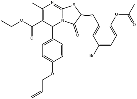 ethyl 2-[2-(acetyloxy)-5-bromobenzylidene]-5-[4-(allyloxy)phenyl]-7-methyl-3-oxo-2,3-dihydro-5H-[1,3]thiazolo[3,2-a]pyrimidine-6-carboxylate Struktur