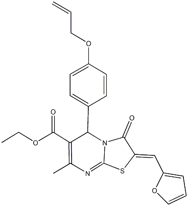 ethyl 5-[4-(allyloxy)phenyl]-2-(2-furylmethylene)-7-methyl-3-oxo-2,3-dihydro-5H-[1,3]thiazolo[3,2-a]pyrimidine-6-carboxylate Struktur