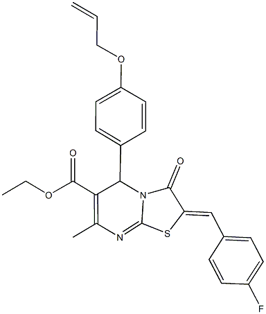 ethyl 5-[4-(allyloxy)phenyl]-2-(4-fluorobenzylidene)-7-methyl-3-oxo-2,3-dihydro-5H-[1,3]thiazolo[3,2-a]pyrimidine-6-carboxylate Struktur