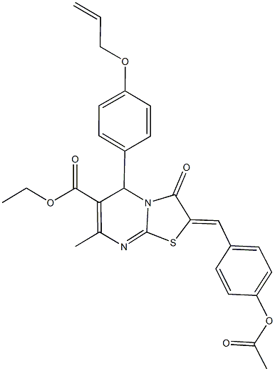 ethyl 2-[4-(acetyloxy)benzylidene]-5-[4-(allyloxy)phenyl]-7-methyl-3-oxo-2,3-dihydro-5H-[1,3]thiazolo[3,2-a]pyrimidine-6-carboxylate Struktur