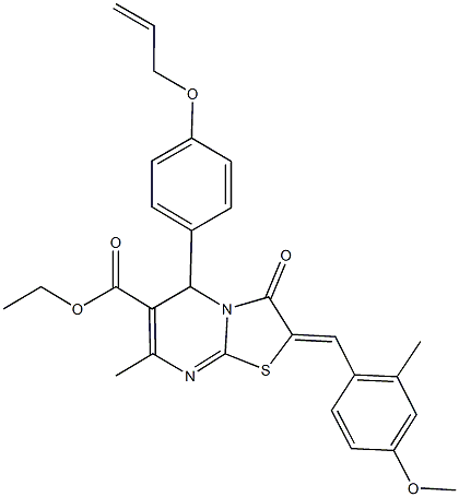 ethyl 5-[4-(allyloxy)phenyl]-2-(4-methoxy-2-methylbenzylidene)-7-methyl-3-oxo-2,3-dihydro-5H-[1,3]thiazolo[3,2-a]pyrimidine-6-carboxylate Struktur