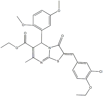 ethyl 2-(3-chloro-4-ethoxybenzylidene)-5-(2,5-dimethoxyphenyl)-7-methyl-3-oxo-2,3-dihydro-5H-[1,3]thiazolo[3,2-a]pyrimidine-6-carboxylate Struktur