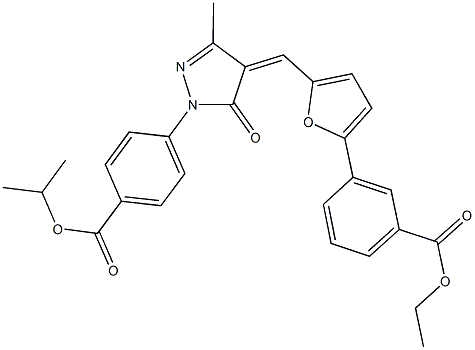 ethyl 3-[5-({1-[4-(isopropoxycarbonyl)phenyl]-3-methyl-5-oxo-1,5-dihydro-4H-pyrazol-4-ylidene}methyl)-2-furyl]benzoate Struktur