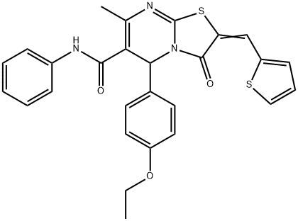 5-(4-ethoxyphenyl)-7-methyl-3-oxo-N-phenyl-2-(2-thienylmethylene)-2,3-dihydro-5H-[1,3]thiazolo[3,2-a]pyrimidine-6-carboxamide Struktur