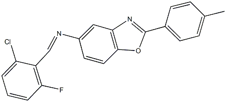 N-(2-chloro-6-fluorobenzylidene)-N-[2-(4-methylphenyl)-1,3-benzoxazol-5-yl]amine Struktur