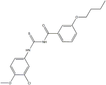 N-(3-butoxybenzoyl)-N'-(3-chloro-4-methoxyphenyl)thiourea Struktur