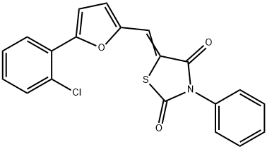 5-{[5-(2-chlorophenyl)-2-furyl]methylene}-3-phenyl-1,3-thiazolidine-2,4-dione Struktur