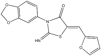 3-(1,3-benzodioxol-5-yl)-5-(2-furylmethylene)-2-imino-1,3-thiazolidin-4-one Struktur