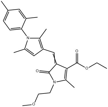 ethyl 4-{[1-(2,4-dimethylphenyl)-2,5-dimethyl-1H-pyrrol-3-yl]methylene}-1-(2-methoxyethyl)-2-methyl-5-oxo-4,5-dihydro-1H-pyrrole-3-carboxylate Struktur