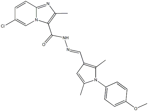 6-chloro-N'-{[1-(4-methoxyphenyl)-2,5-dimethyl-1H-pyrrol-3-yl]methylene}-2-methylimidazo[1,2-a]pyridine-3-carbohydrazide Struktur