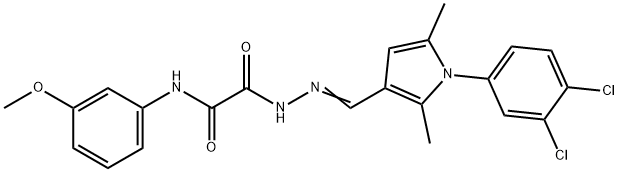 2-(2-{[1-(3,4-dichlorophenyl)-2,5-dimethyl-1H-pyrrol-3-yl]methylene}hydrazino)-N-(3-methoxyphenyl)-2-oxoacetamide Struktur