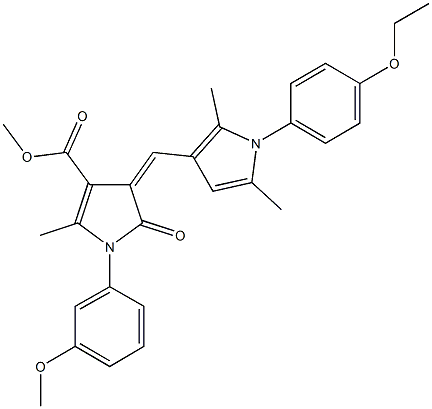 methyl 4-{[1-(4-ethoxyphenyl)-2,5-dimethyl-1H-pyrrol-3-yl]methylene}-1-(3-methoxyphenyl)-2-methyl-5-oxo-4,5-dihydro-1H-pyrrole-3-carboxylate Struktur