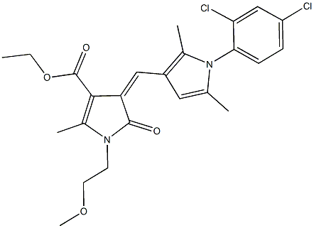 ethyl 4-{[1-(2,4-dichlorophenyl)-2,5-dimethyl-1H-pyrrol-3-yl]methylene}-1-(2-methoxyethyl)-2-methyl-5-oxo-4,5-dihydro-1H-pyrrole-3-carboxylate Struktur