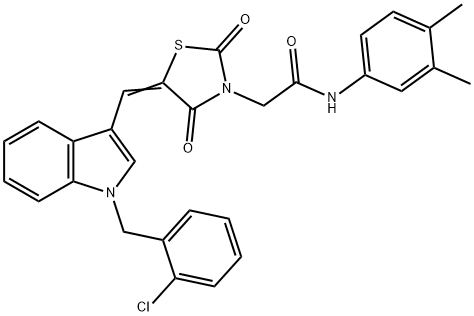 2-(5-{[1-(2-chlorobenzyl)-1H-indol-3-yl]methylene}-2,4-dioxo-1,3-thiazolidin-3-yl)-N-(3,4-dimethylphenyl)acetamide Struktur