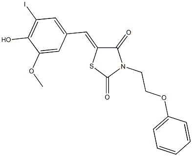 5-(4-hydroxy-3-iodo-5-methoxybenzylidene)-3-(2-phenoxyethyl)-1,3-thiazolidine-2,4-dione Struktur