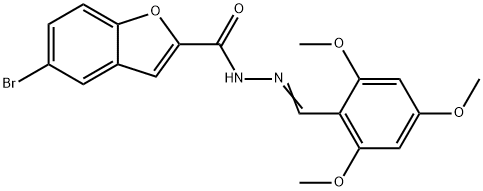 5-bromo-N'-(2,4,6-trimethoxybenzylidene)-1-benzofuran-2-carbohydrazide Struktur