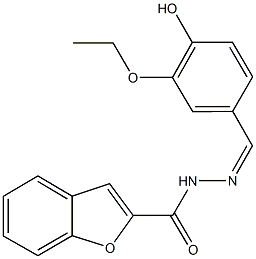 N'-(3-ethoxy-4-hydroxybenzylidene)-1-benzofuran-2-carbohydrazide Struktur