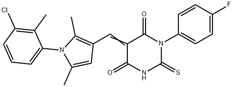 5-{[1-(3-chloro-2-methylphenyl)-2,5-dimethyl-1H-pyrrol-3-yl]methylene}-1-(4-fluorophenyl)-2-thioxodihydro-4,6(1H,5H)-pyrimidinedione Struktur