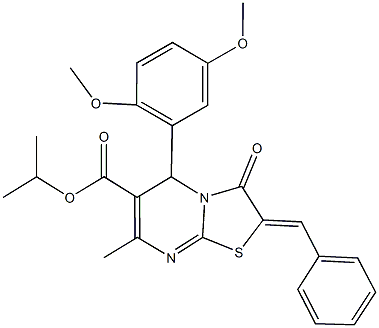 isopropyl 2-benzylidene-5-(2,5-dimethoxyphenyl)-7-methyl-3-oxo-2,3-dihydro-5H-[1,3]thiazolo[3,2-a]pyrimidine-6-carboxylate Struktur