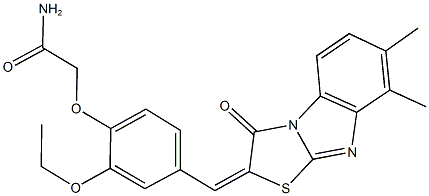 2-{4-[(7,8-dimethyl-3-oxo[1,3]thiazolo[3,2-a]benzimidazol-2(3H)-ylidene)methyl]-2-ethoxyphenoxy}acetamide Struktur