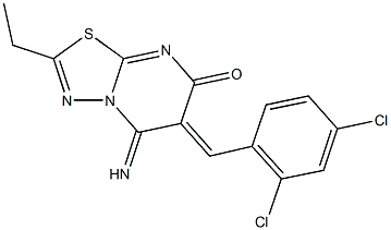 6-(2,4-dichlorobenzylidene)-2-ethyl-5-imino-5,6-dihydro-7H-[1,3,4]thiadiazolo[3,2-a]pyrimidin-7-one Struktur