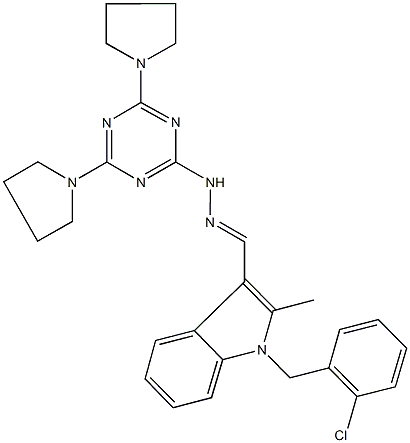 1-(2-chlorobenzyl)-2-methyl-1H-indole-3-carbaldehyde (4,6-dipyrrolidin-1-yl-1,3,5-triazin-2-yl)hydrazone Struktur