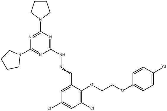 3,5-dichloro-2-[2-(4-chlorophenoxy)ethoxy]benzaldehyde (4,6-dipyrrolidin-1-yl-1,3,5-triazin-2-yl)hydrazone Struktur