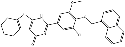 2-[3-chloro-5-methoxy-4-(1-naphthylmethoxy)phenyl]-5,6,7,8-tetrahydro[1]benzothieno[2,3-d]pyrimidin-4(3H)-one Struktur