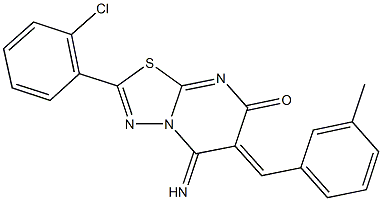 2-(2-chlorophenyl)-5-imino-6-(3-methylbenzylidene)-5,6-dihydro-7H-[1,3,4]thiadiazolo[3,2-a]pyrimidin-7-one Struktur