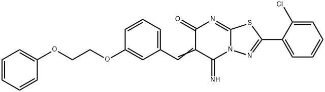 2-(2-chlorophenyl)-5-imino-6-[3-(2-phenoxyethoxy)benzylidene]-5,6-dihydro-7H-[1,3,4]thiadiazolo[3,2-a]pyrimidin-7-one Struktur