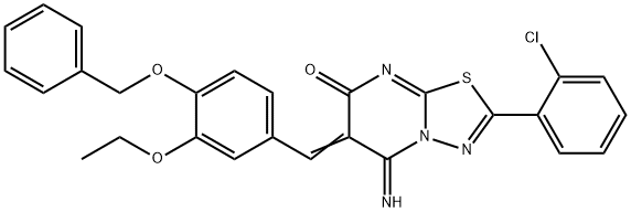 6-[4-(benzyloxy)-3-ethoxybenzylidene]-2-(2-chlorophenyl)-5-imino-5,6-dihydro-7H-[1,3,4]thiadiazolo[3,2-a]pyrimidin-7-one Struktur