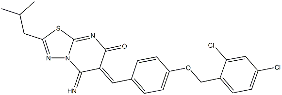 6-{4-[(2,4-dichlorobenzyl)oxy]benzylidene}-5-imino-2-isobutyl-5,6-dihydro-7H-[1,3,4]thiadiazolo[3,2-a]pyrimidin-7-one Struktur