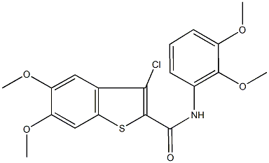 3-chloro-N-(2,3-dimethoxyphenyl)-5,6-dimethoxy-1-benzothiophene-2-carboxamide Struktur