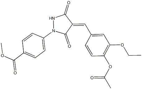 methyl 4-{4-[4-(acetyloxy)-3-ethoxybenzylidene]-3,5-dioxo-1-pyrazolidinyl}benzoate Struktur