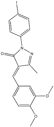 4-(3,4-dimethoxybenzylidene)-2-(4-iodophenyl)-5-methyl-2,4-dihydro-3H-pyrazol-3-one Struktur